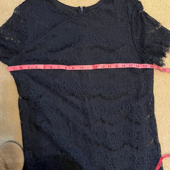 Lulus Women's Navy Blue Lace Shift Dress Size Large Wedding Guest Special Event - Picture 6 of 10
